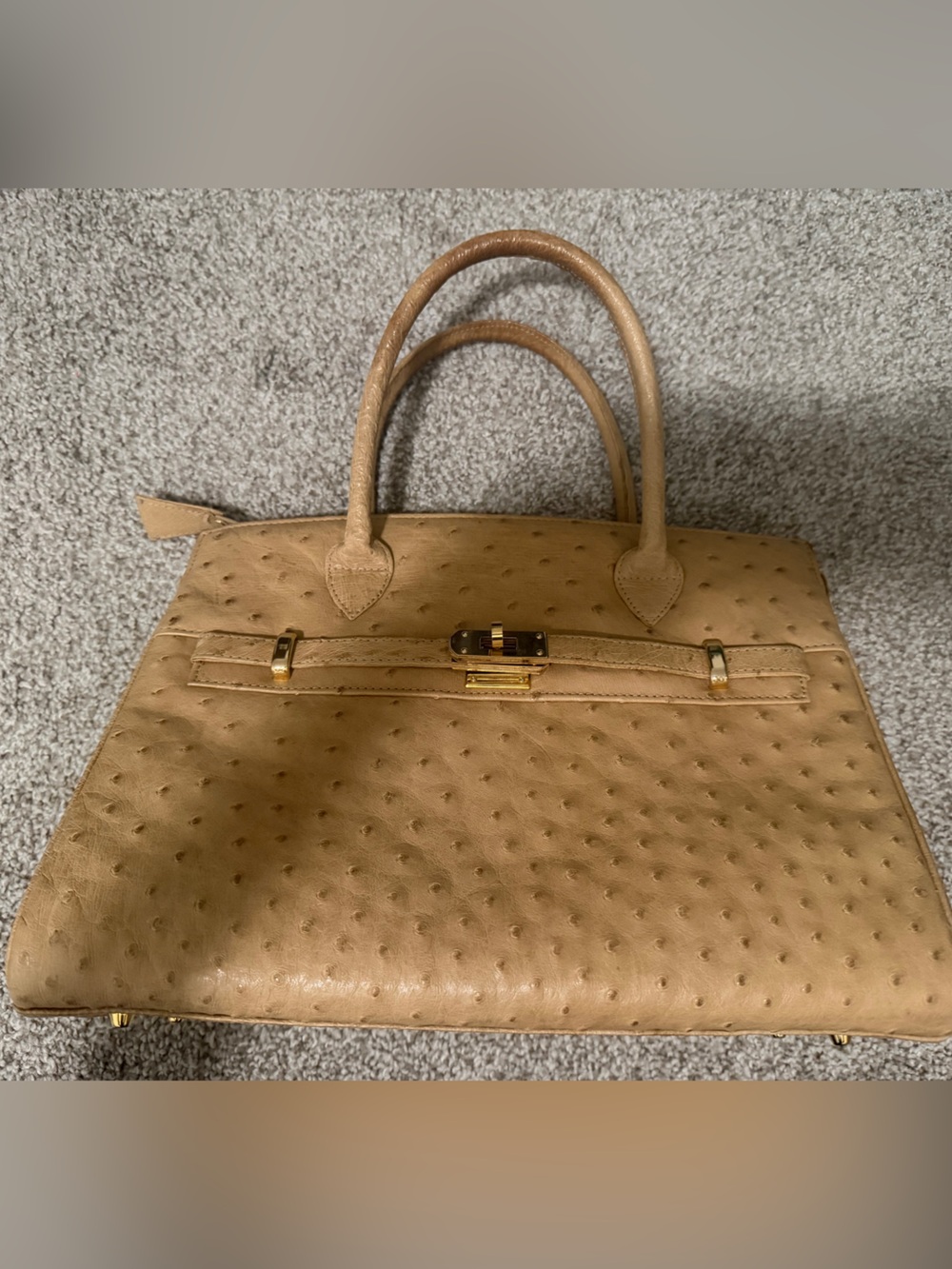 “Genuine” Tan Ostrich Bag “Birkinstyle”